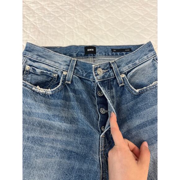 Edwin Tash Straight Jeans Sz 25 Relaxed Fit Organic Cotton Anthropologie Denim - Picture 5 of 11